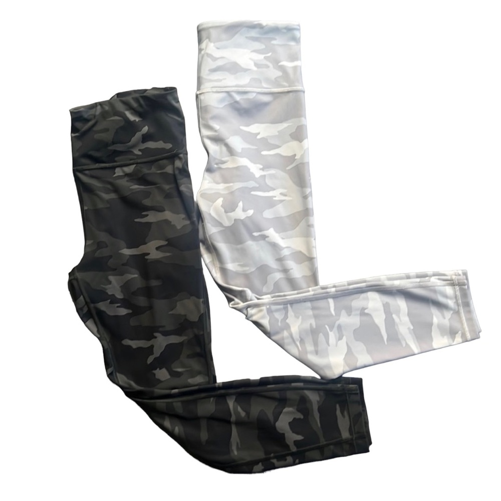 *Athleta* Pair of green & white camo leggings. 7/8 length, size small